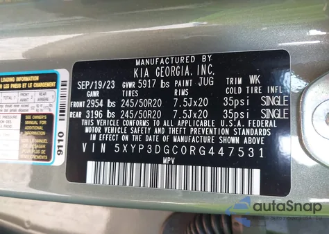 2024 Kia Telluride Ex X-Line из США, поврежденный, VIN 5XYP3DGC0RG447531